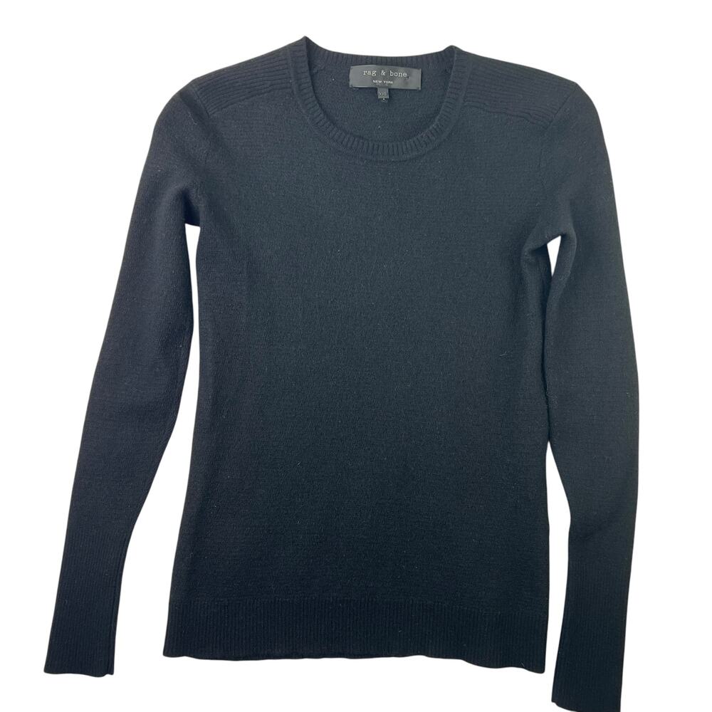 Rag & Bone Womens Merino Wool Sweater Black Size XXS Long‎ Sleeve Pullover